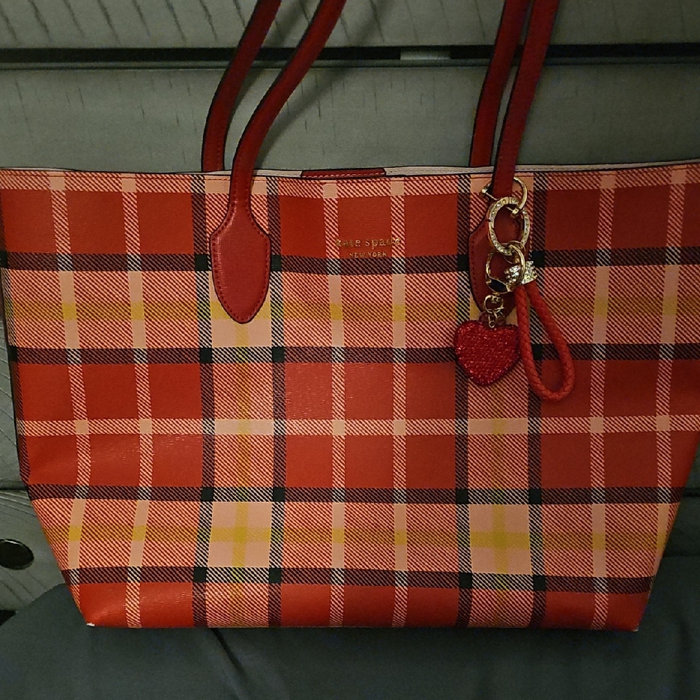 Kate Spade Red and Yellow Plaid Tote
